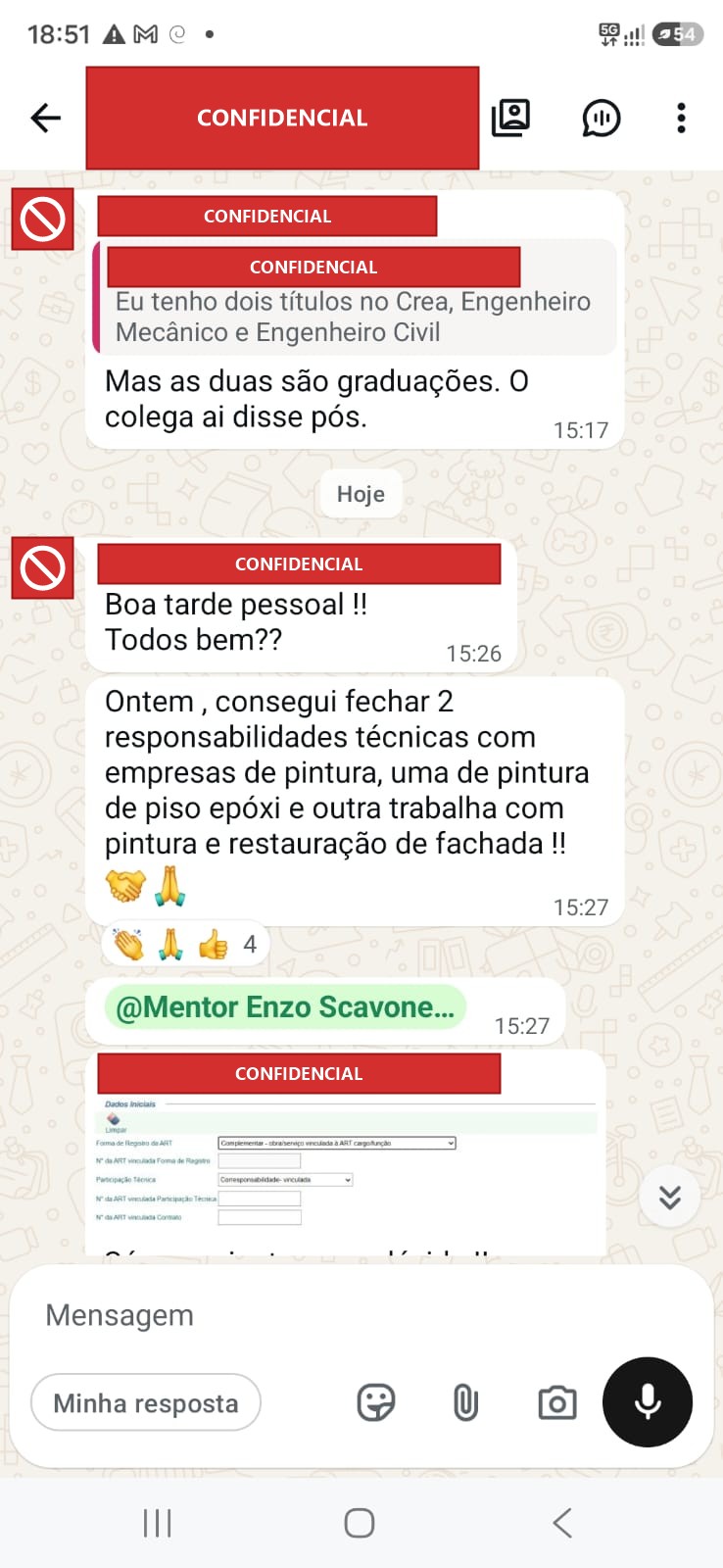 Print de aluno: fechou 2 empresas de pintura